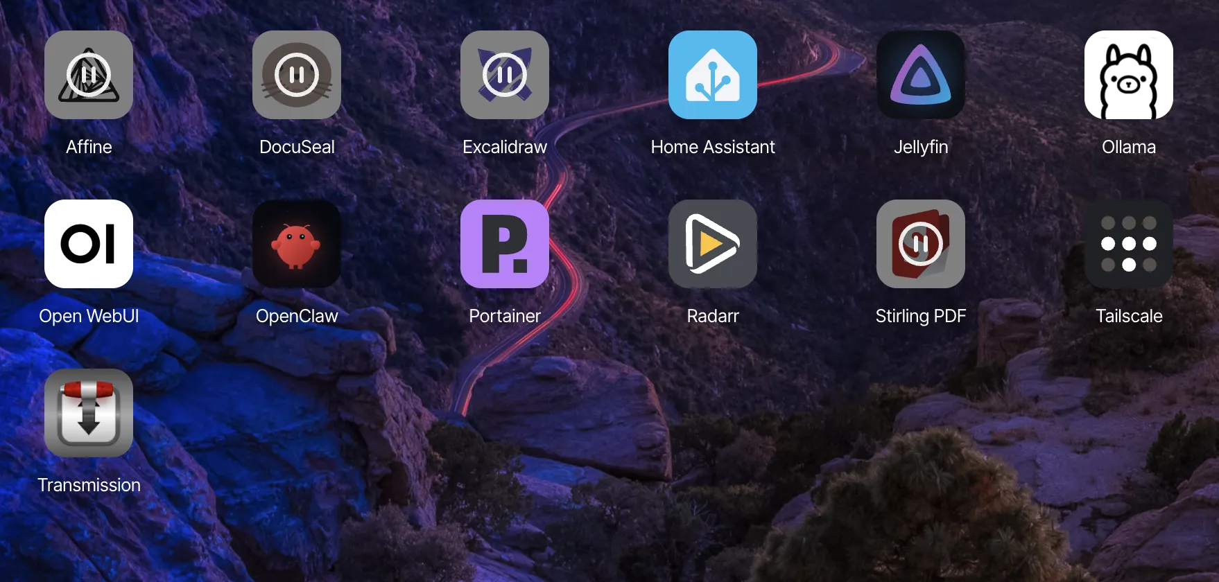 Home screen with stopped apps detail