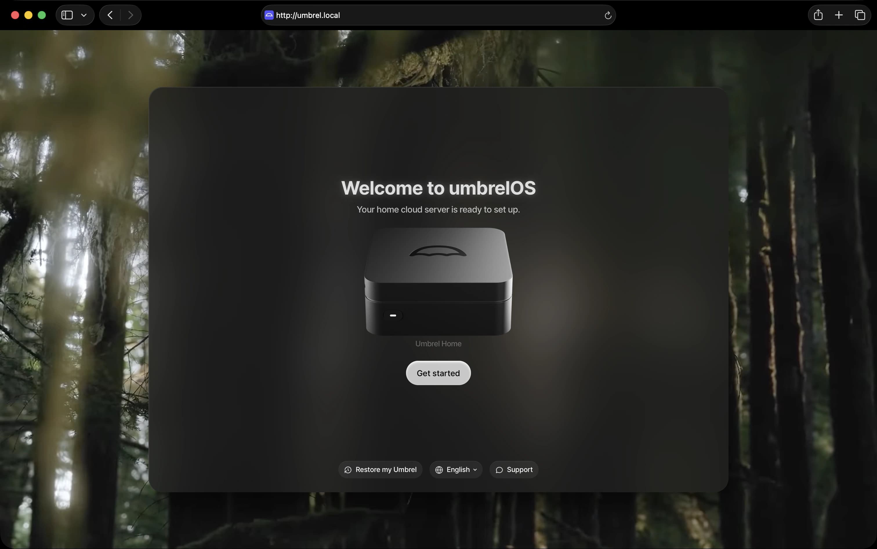 umbrelOS welcome screen