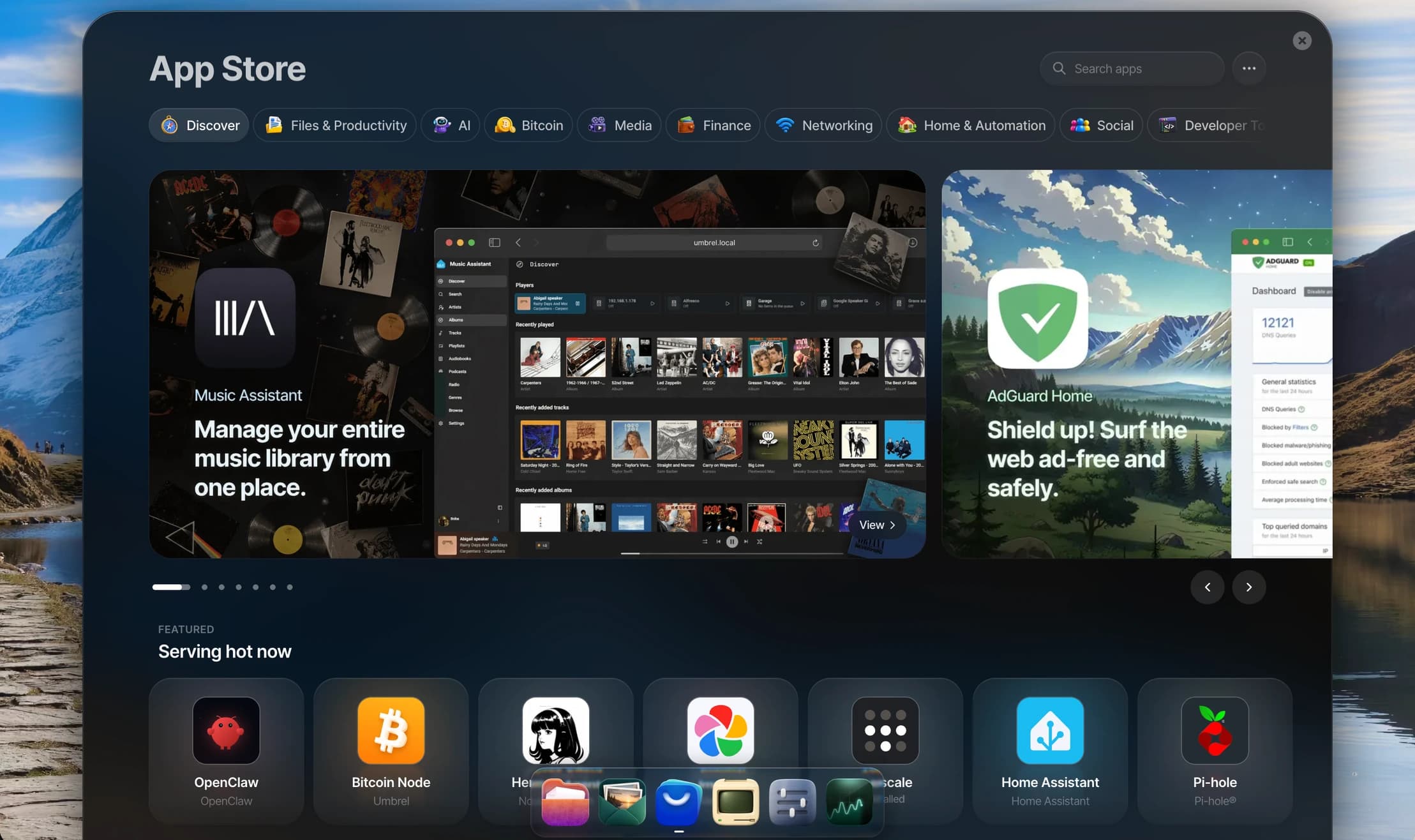 Umbrel App Store running in umbrelOS
