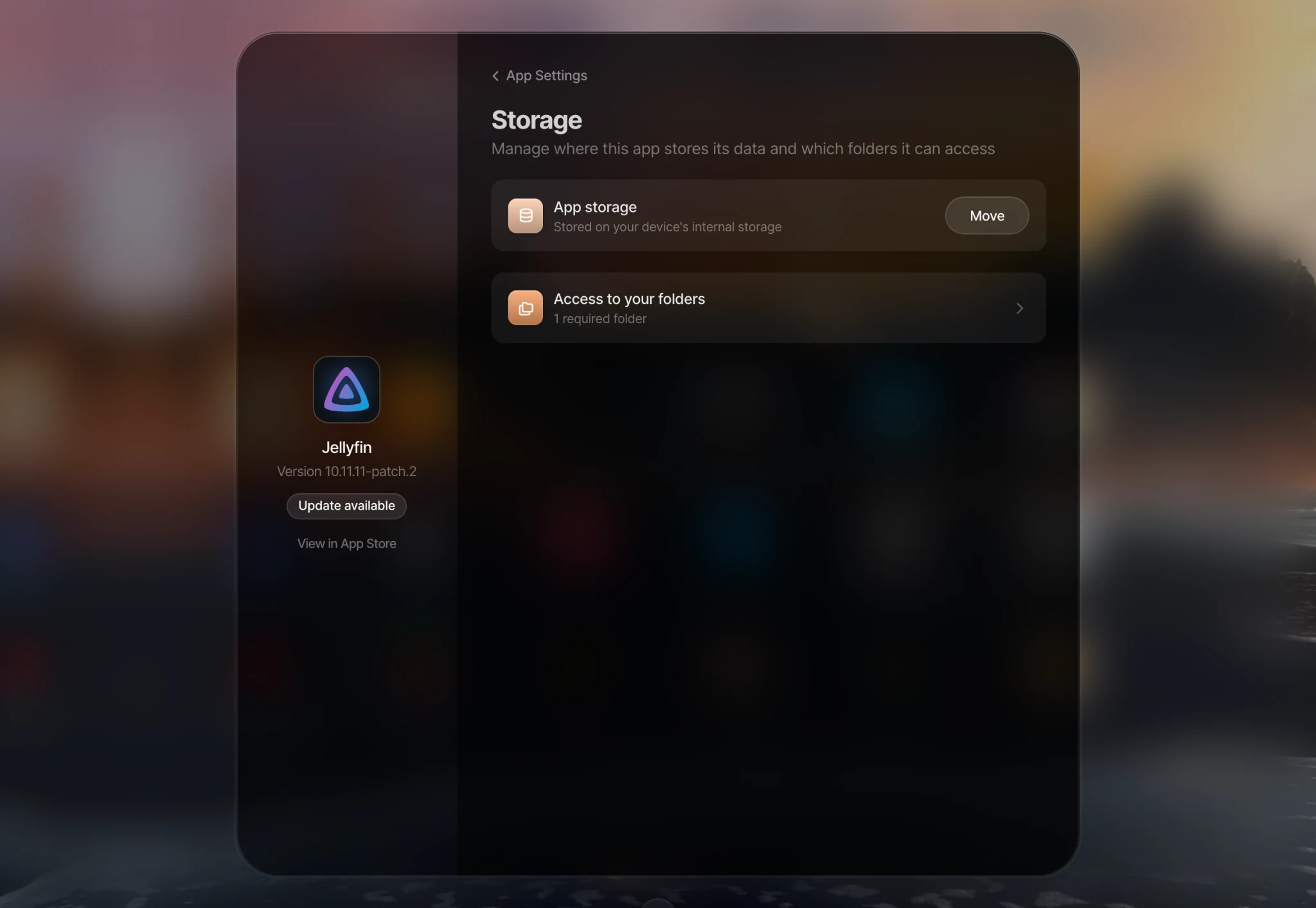 App storage and folder access