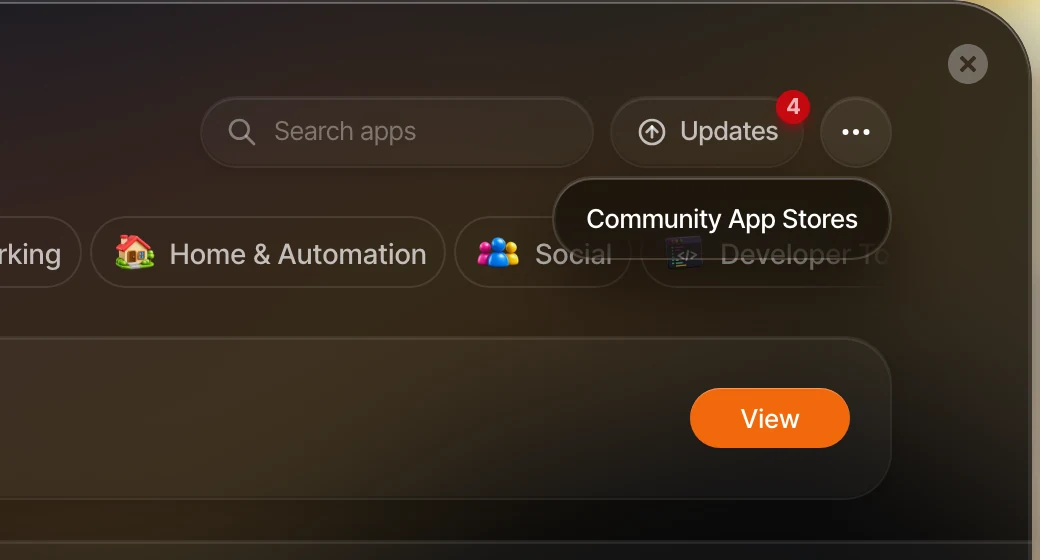 Community App Stores in the App Store menu detail