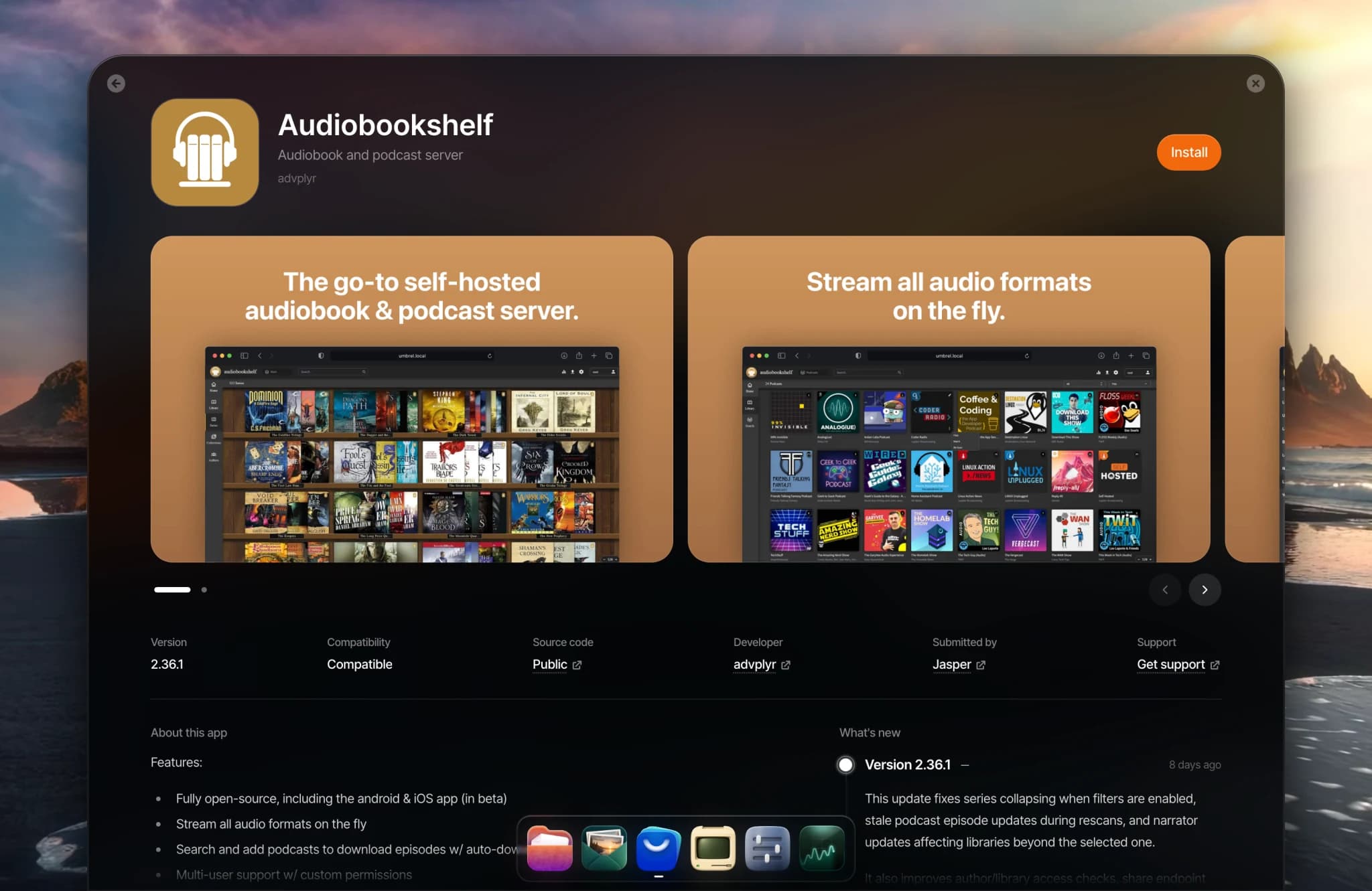 App page with the Install button