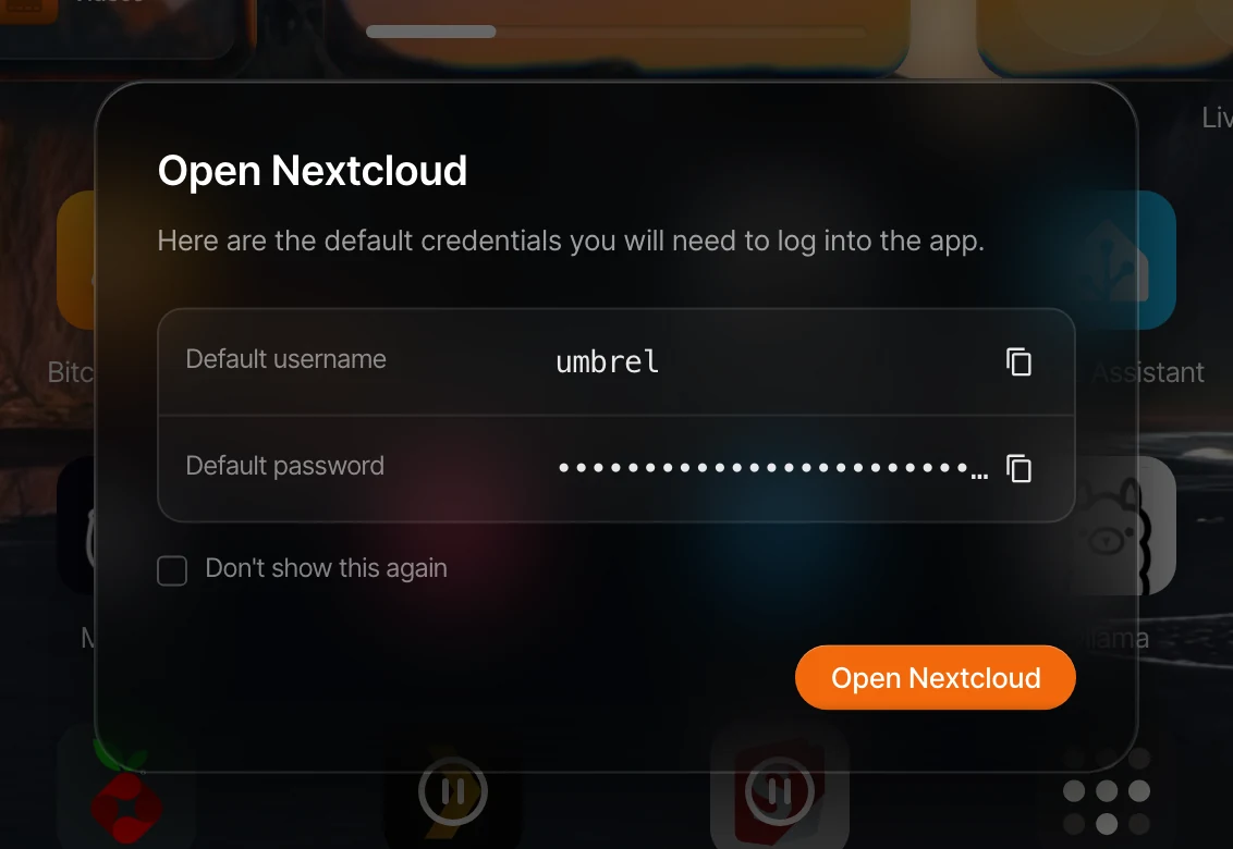 Default credentials detail