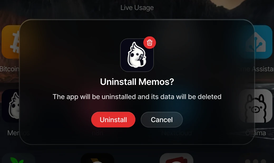 Uninstall confirmation detail