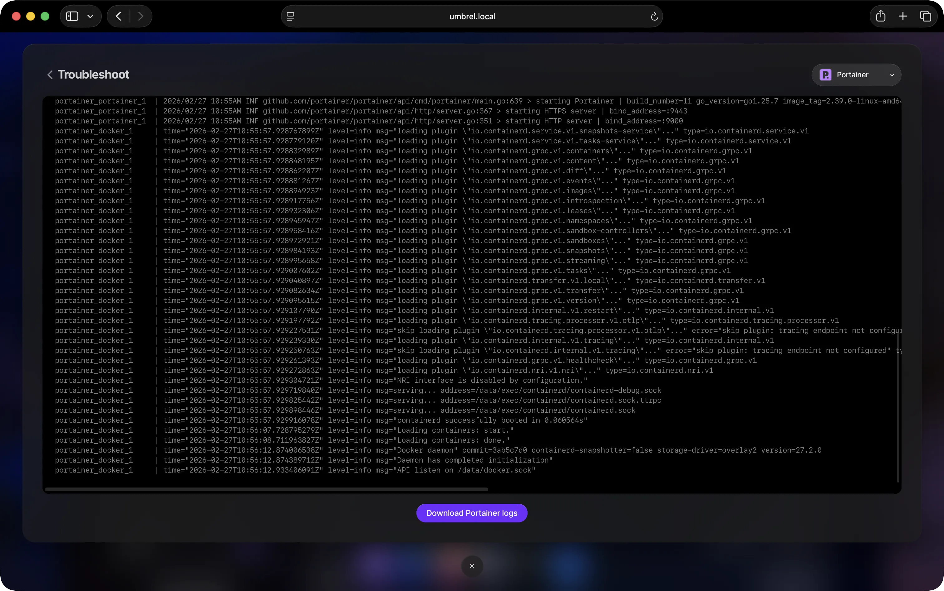 App troubleshoot logs