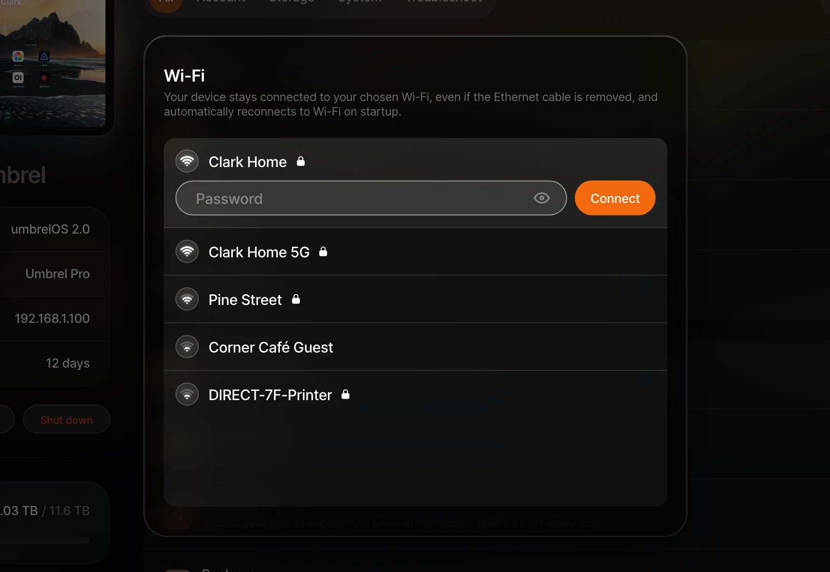 Entering a Wi-Fi password detail
