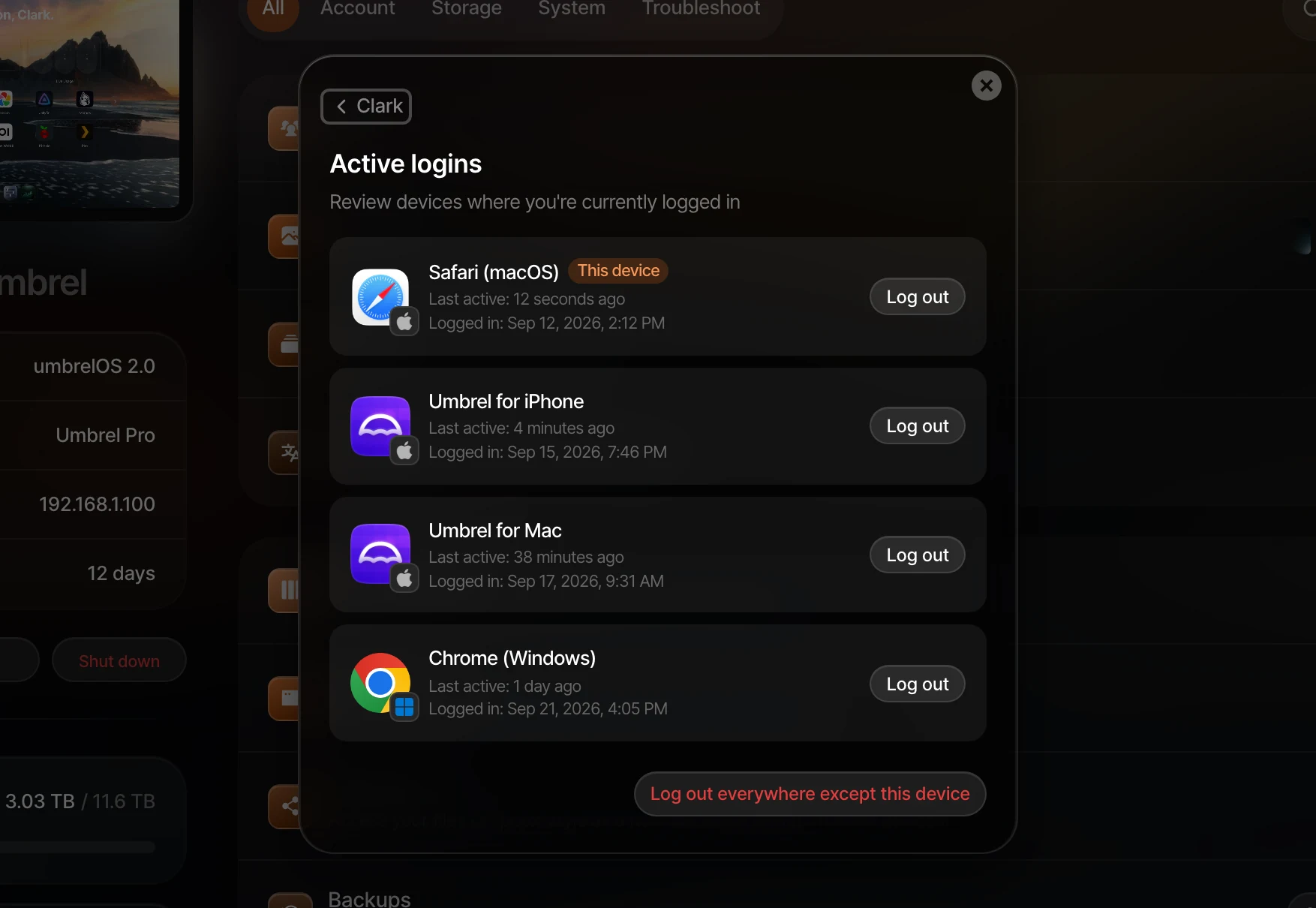 Active logins detail