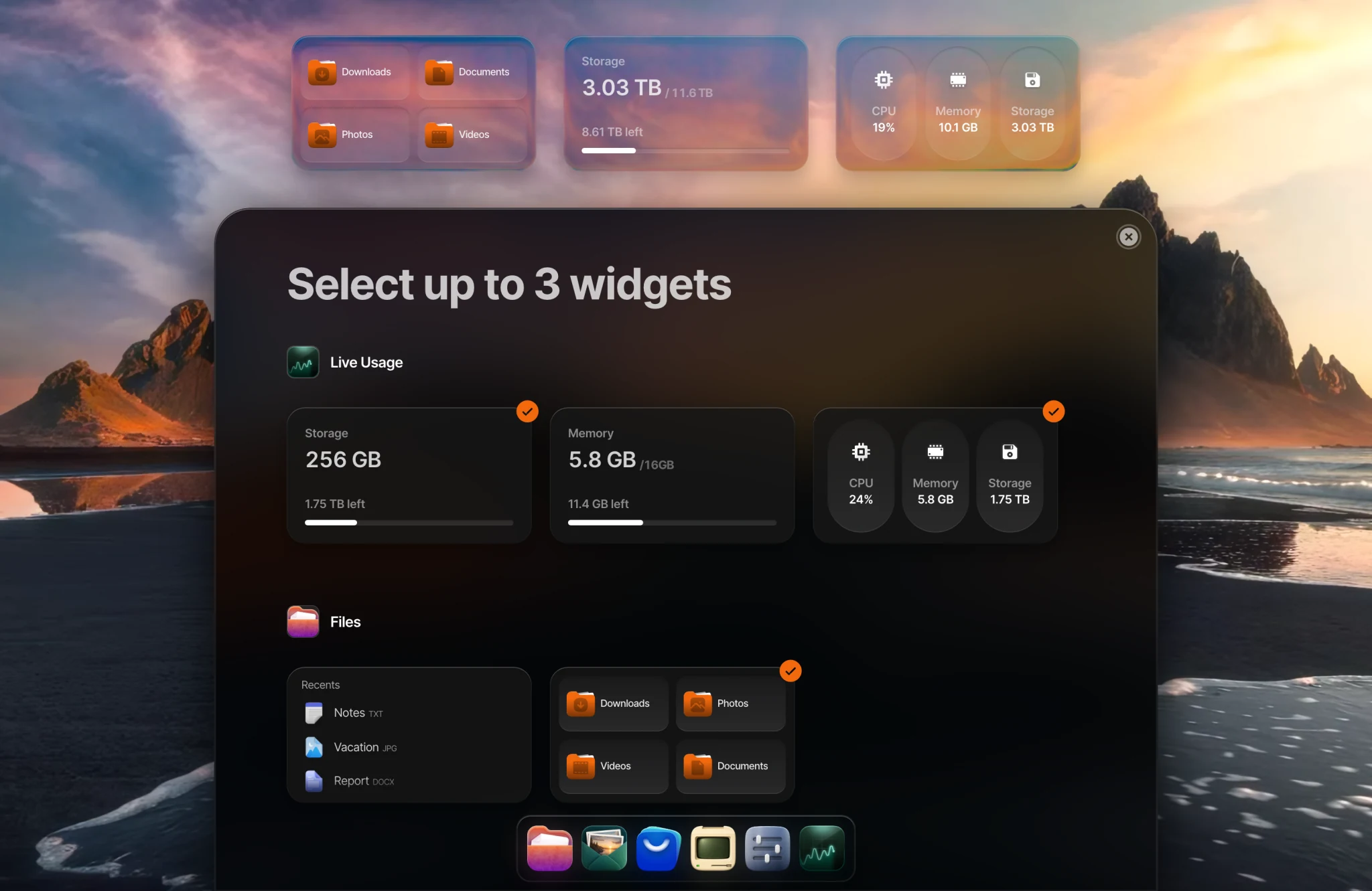 Widget selector