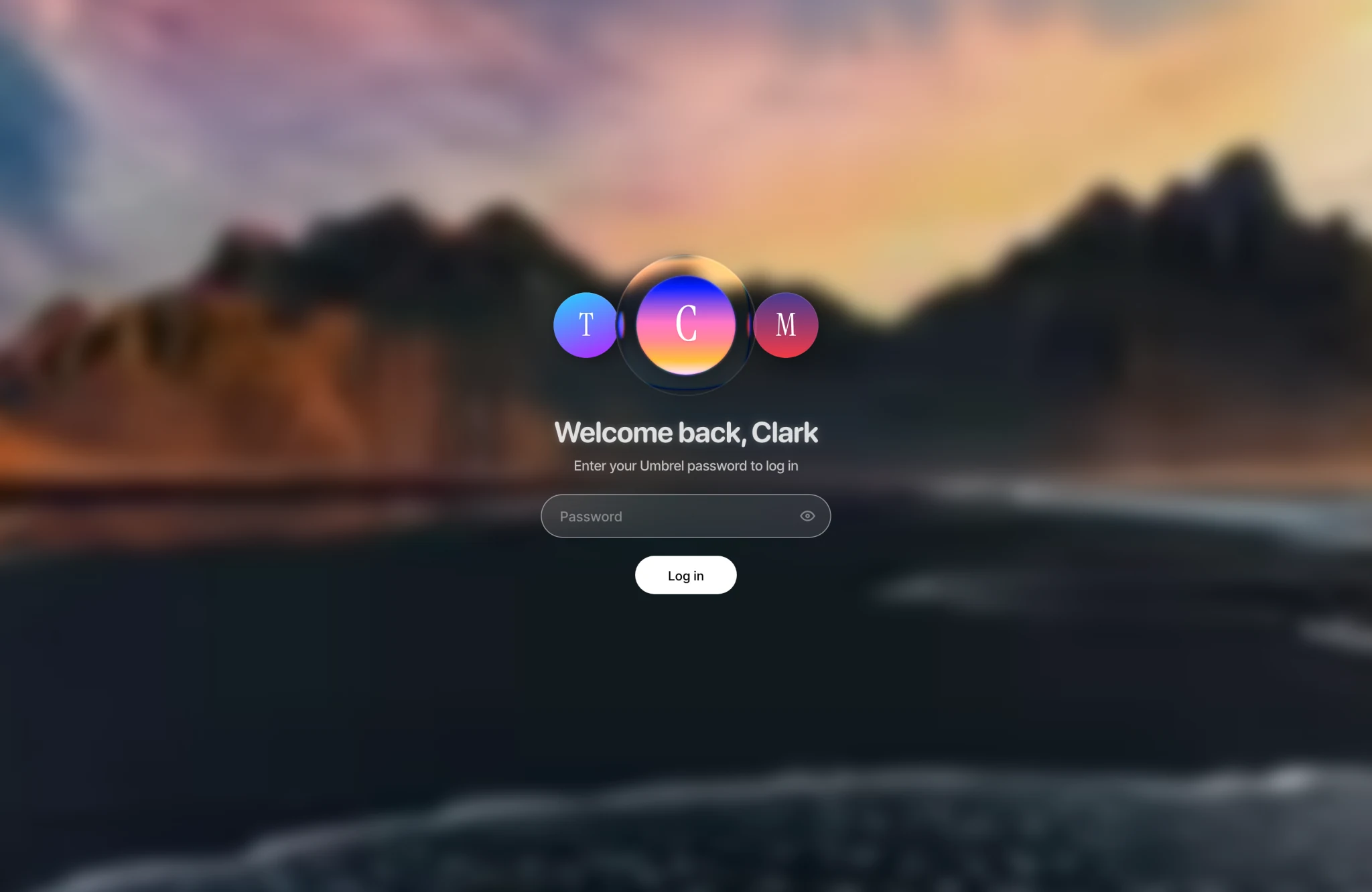 Login screen with more than one user