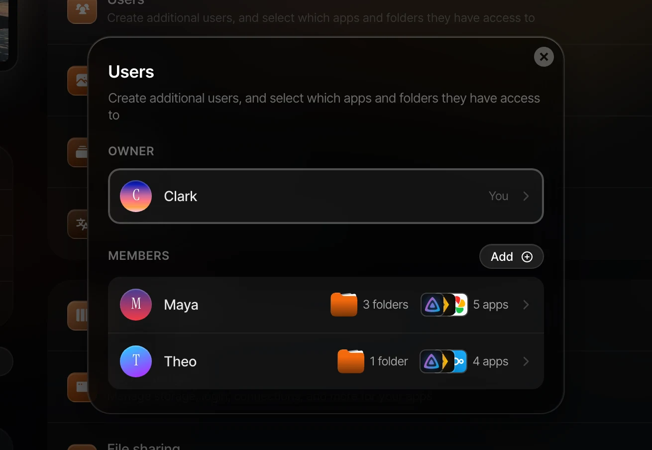 Users in Settings detail