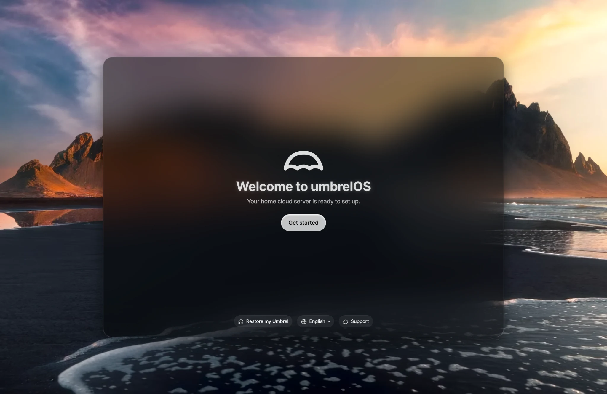 umbrelOS welcome screen