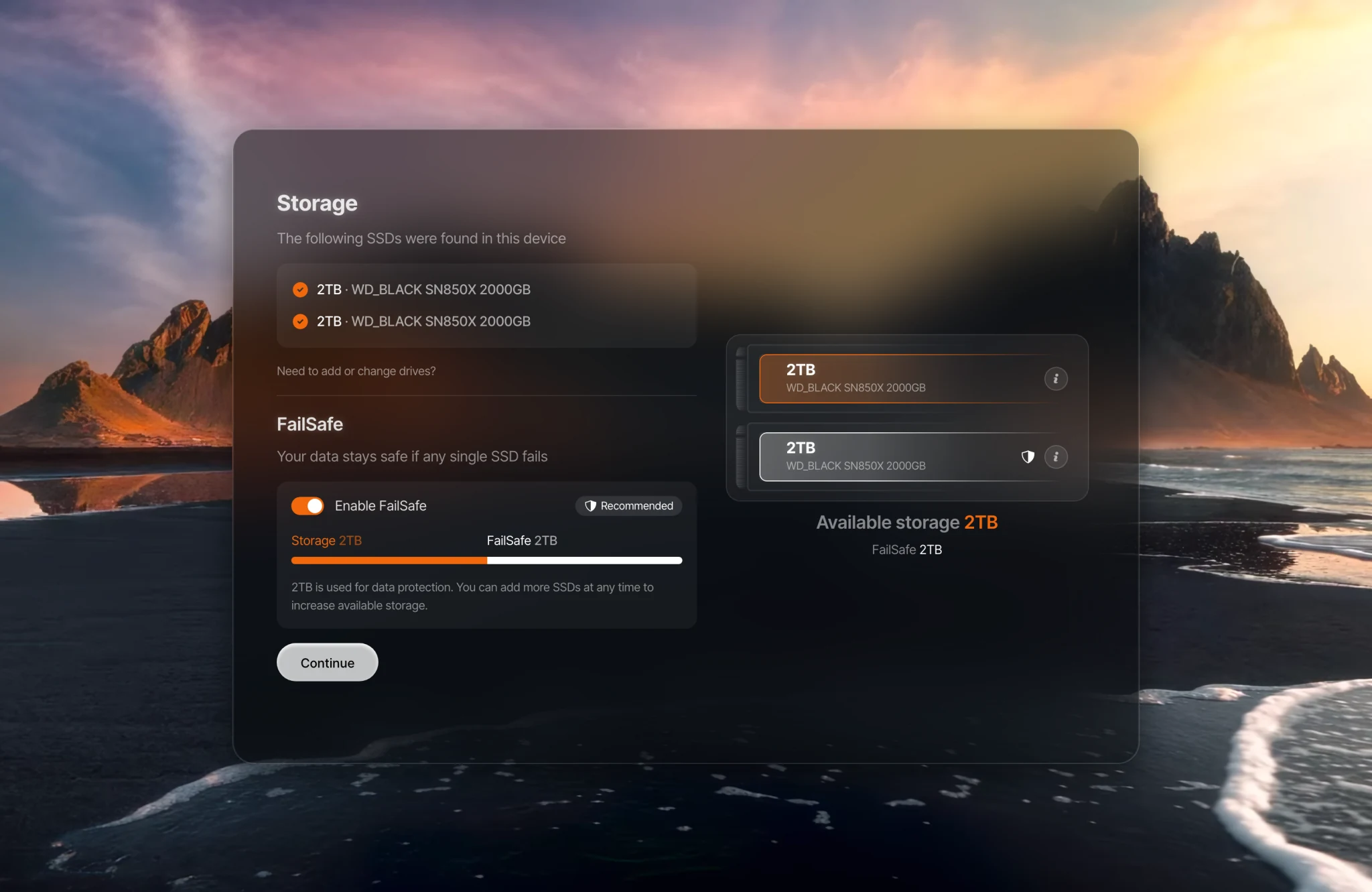 Storage setup on a mini PC with two SSDs