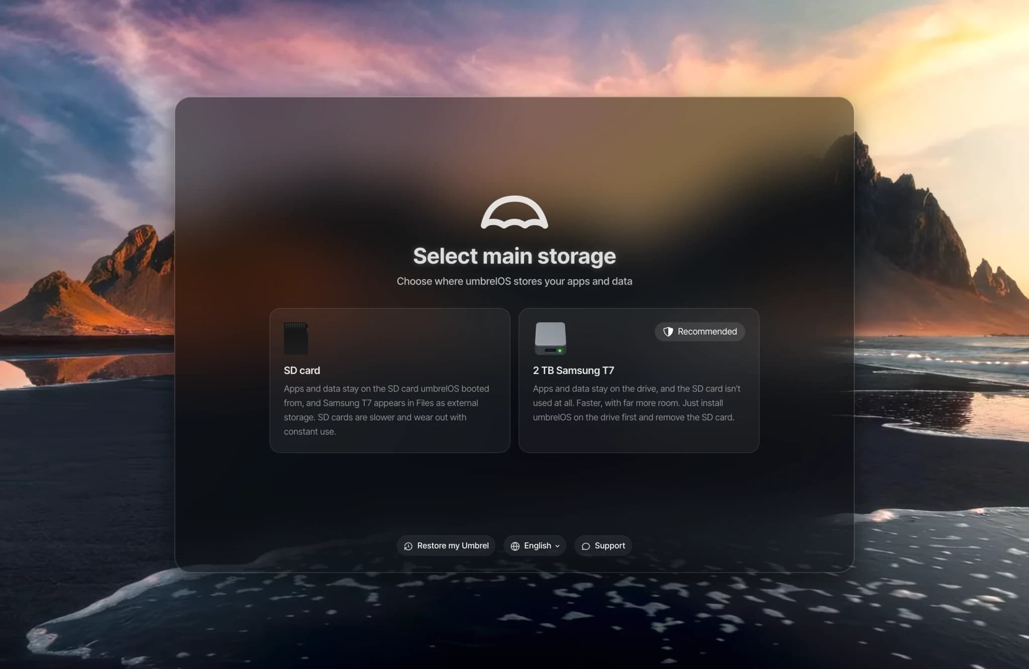 Select main storage on Raspberry Pi
