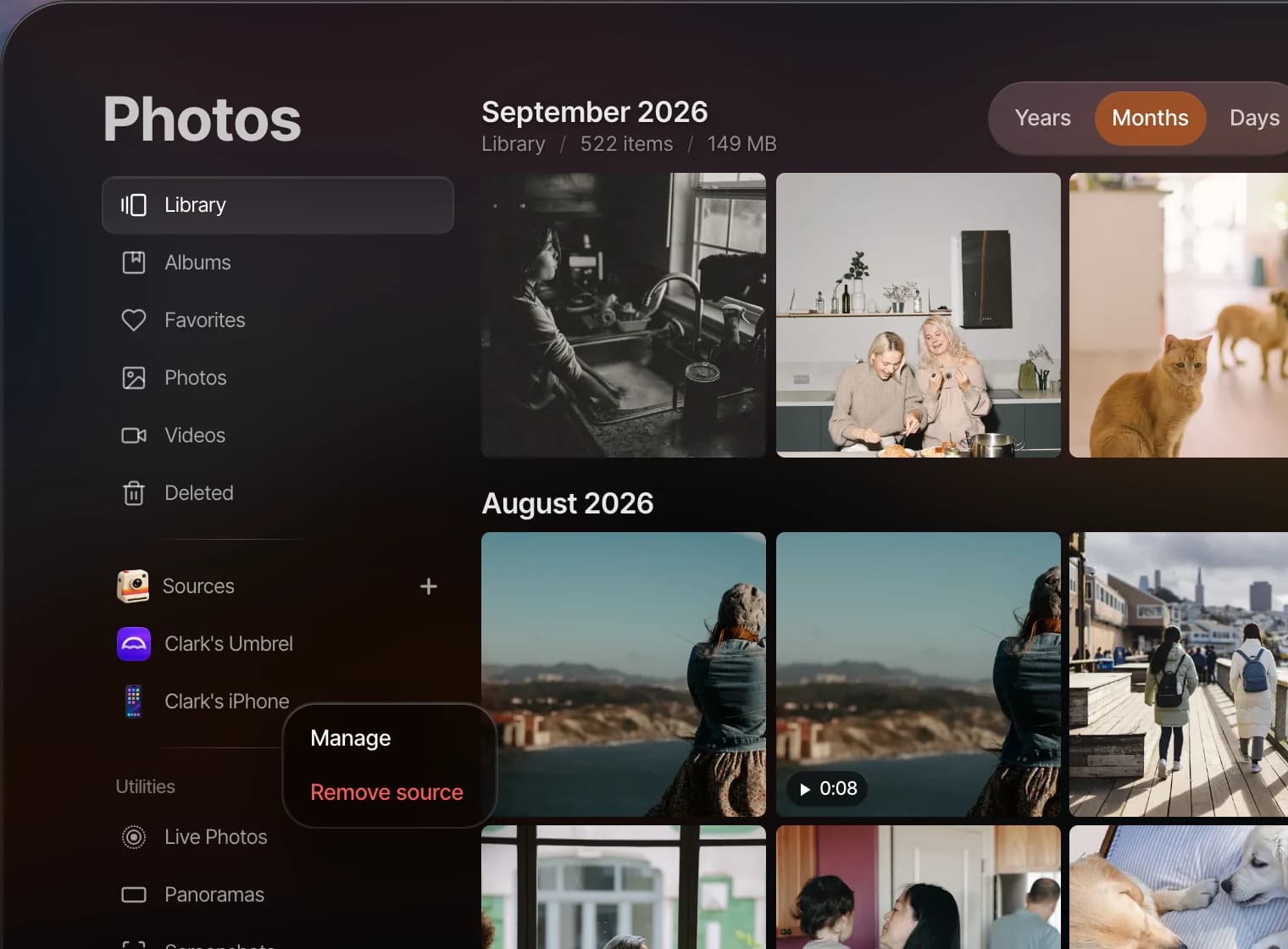 Remove an iPhone source in Photos detail