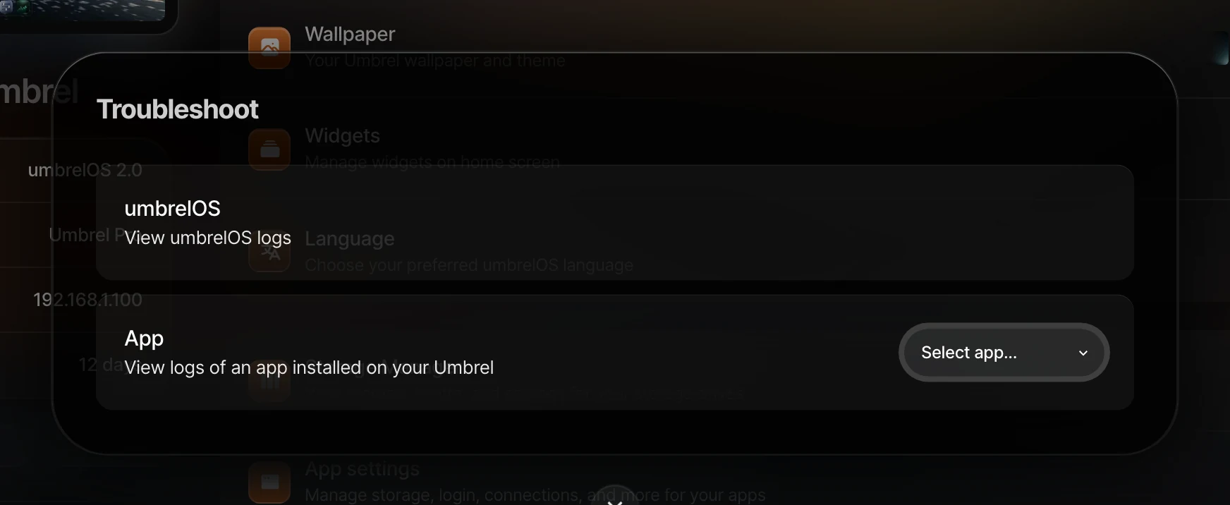 Troubleshoot in Settings detail