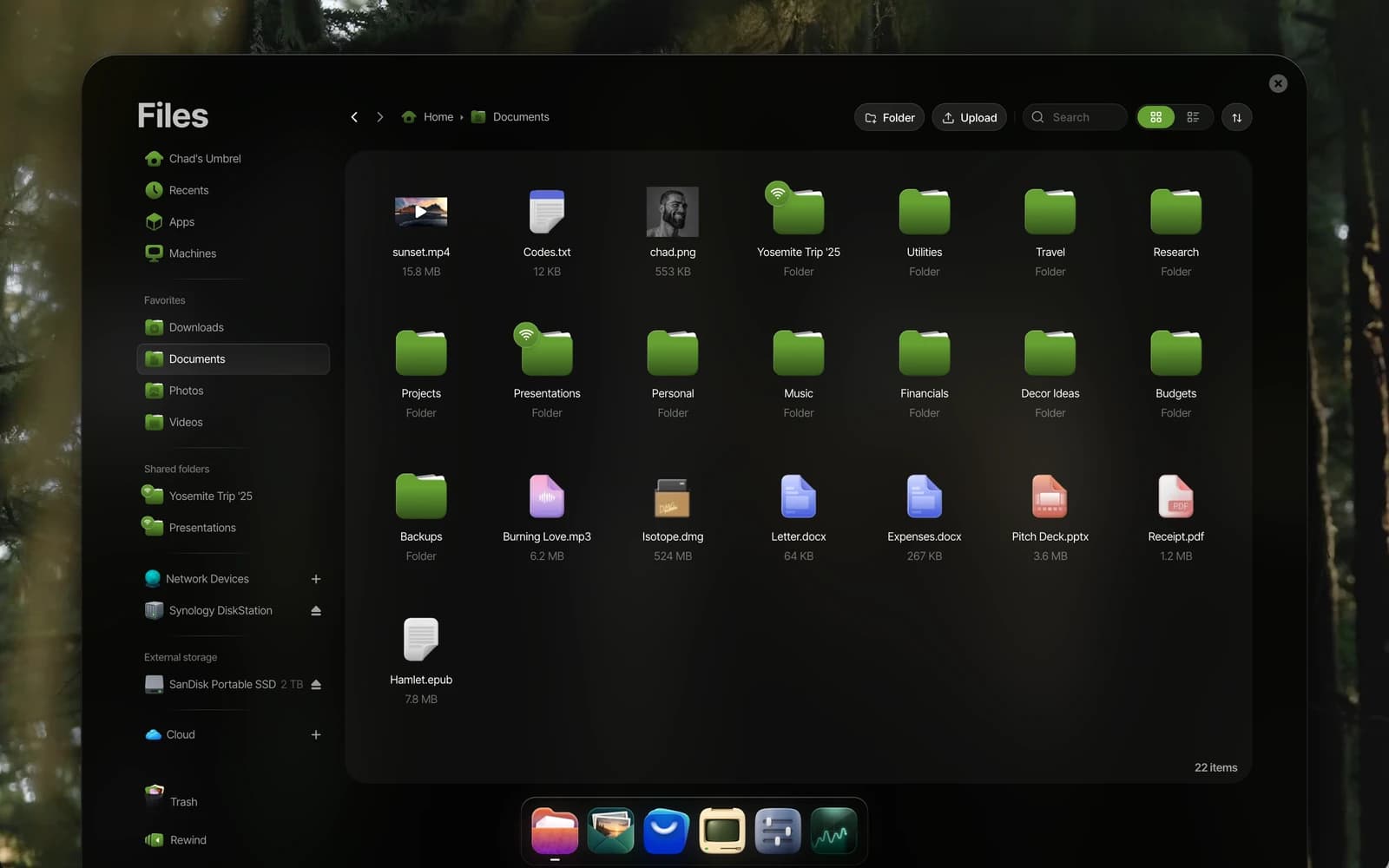 umbrelOS running in a web browser